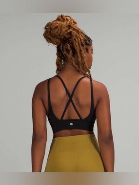 Lululemon In Alignment Longline Bra *Light Support, B/C Cup in Black, Size 8